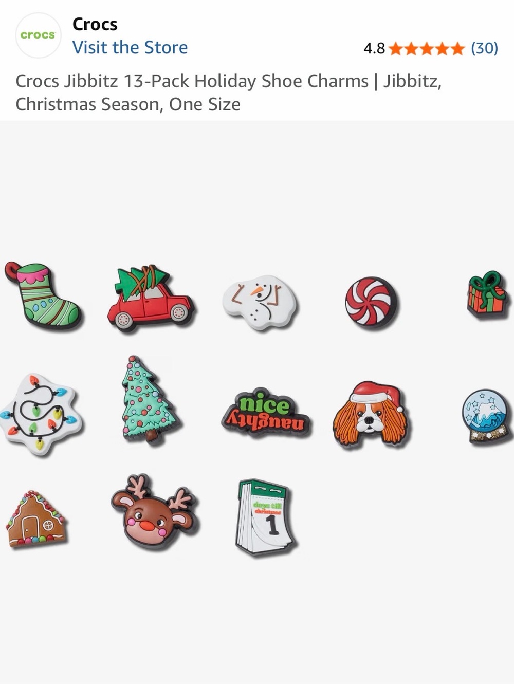 CROCS Multicolor Holiday Jibbitz 13-Pack Christmas Shoe Charms